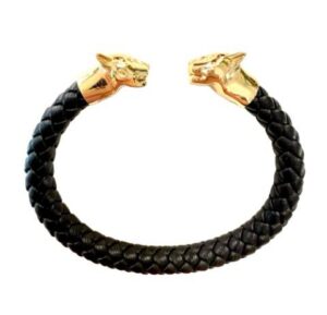 POLINA FIRENZE - BRACCIALE PANTERA PELLE BLACK AND GOLD