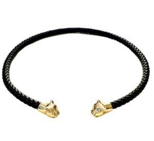 POLINA FIRENZE - COLLANA PANTERA PELLE BLACK AND GOLD